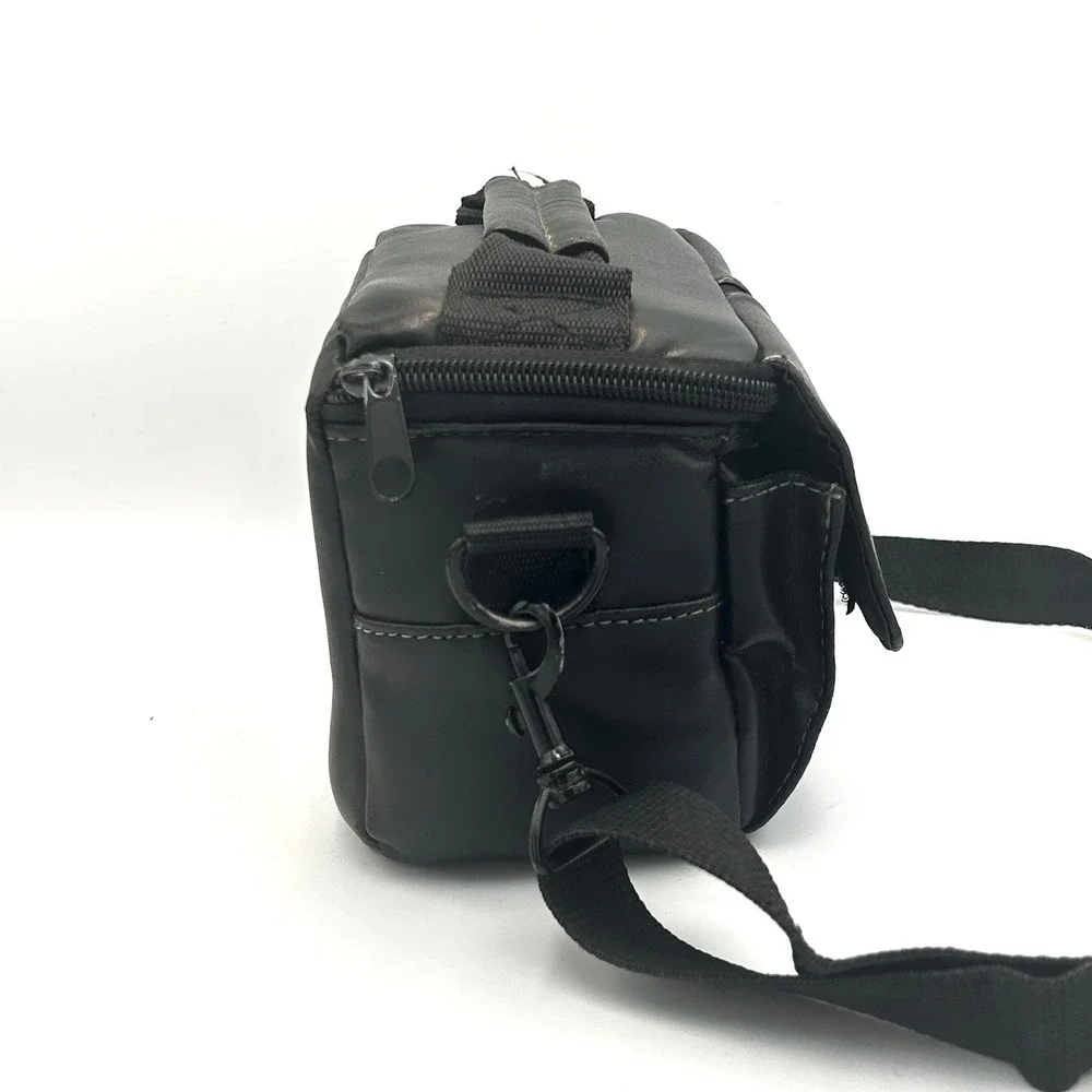 Vintage Icon New York Faux Leather Camera Bag Messenger Shoulder Strap Black Y2K